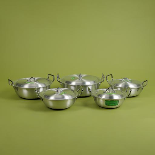 display image 5 for product Royalford Round Karahi Set with Steel Handle, RF11205 | Non-Stick Aluminium Cookware Set | Evenly Heating Base | Casseroles with Lids