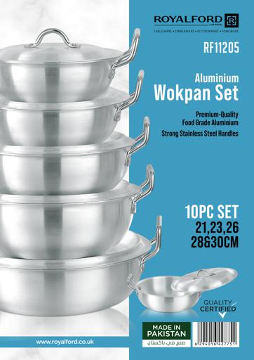 display image 12 for product Royalford Round Karahi Set with Steel Handle, RF11205 | Non-Stick Aluminium Cookware Set | Evenly Heating Base | Casseroles with Lids