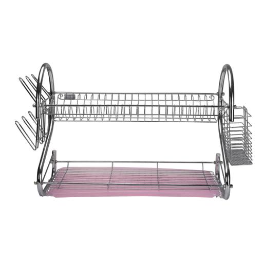 display image 7 for product Royalford 2 Layer Metal Dish Rack - Multi-Purpose Draining Board With Drip Tray, Durable And Easy