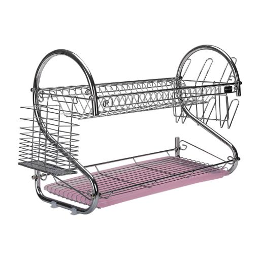 display image 8 for product Royalford 2 Layer Metal Dish Rack - Multi-Purpose Draining Board With Drip Tray, Durable And Easy