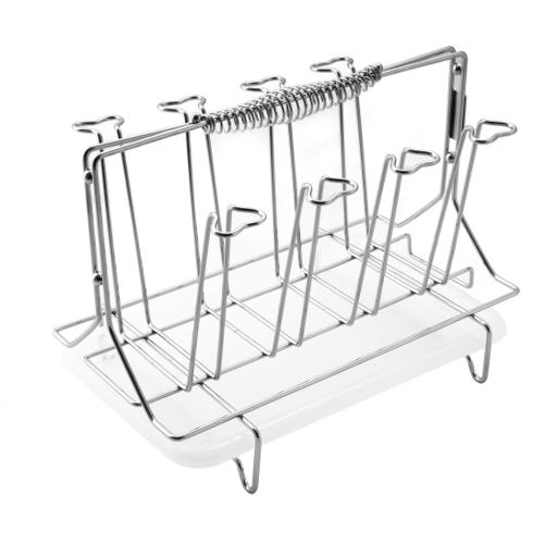 display image 1 for product Royalford Stainless Steel 8 Glass Stand Holder With Drainer - Glass Drainer Storage Drying Rack