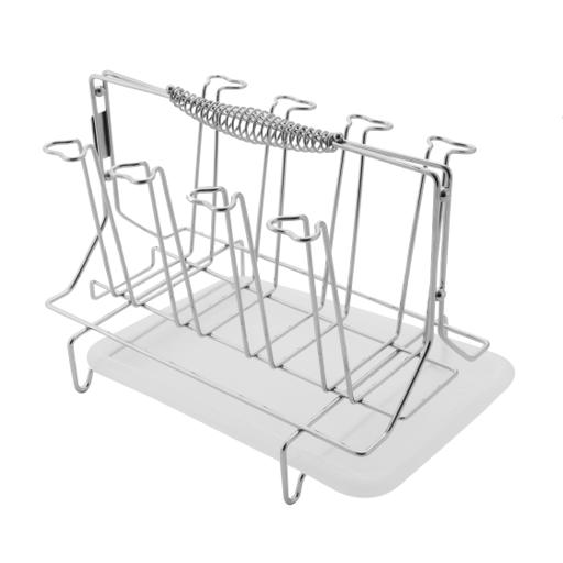 display image 6 for product Royalford Stainless Steel 8 Glass Stand Holder With Drainer - Glass Drainer Storage Drying Rack
