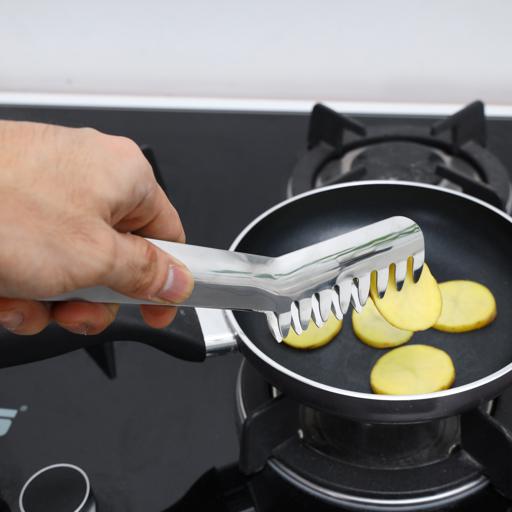 display image 3 for product Royalford Kitchen Tongs - 8.5" Stainless Steel Serving Tongs - Heat Resistant Spaghetti Tongs