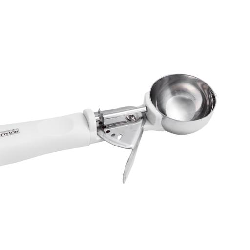 Stainless Steel Ice Cream Scoop with Trigger Lever and Yellow Grip