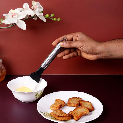 display image 2 for product Royalford Sauce Brush With Stainless Steel Handle - Marinating And Basting Brush With Ergonomically