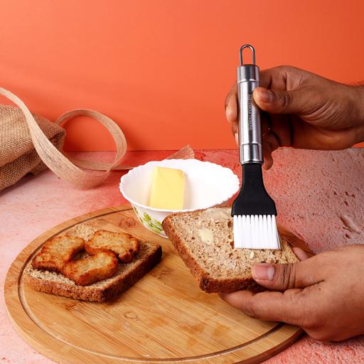 display image 3 for product Royalford Sauce Brush With Stainless Steel Handle - Marinating And Basting Brush With Ergonomically