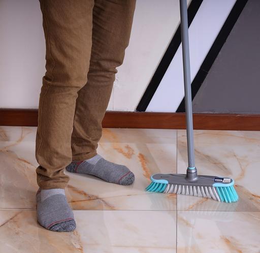 display image 4 for product Long Floor Broom with Strong Iron Handle, RF2370-FB | Upright Long Handle Broom with Stiff Bristles - Multipurpose Cleaning Tool Perfect for Home or Office Use