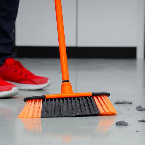 display image 3 for product Long Floor Broom with Strong Iron Handle, RF2370-FB | Upright Long Handle Broom with Stiff Bristles - Multipurpose Cleaning Tool Perfect for Home or Office Use