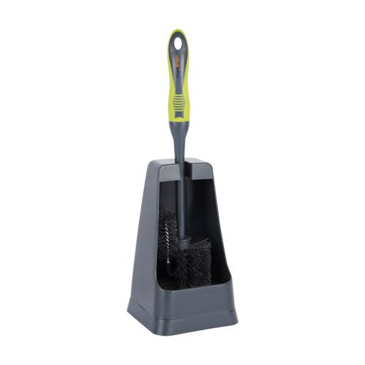 Royalford Toilet Plunger with Holder- RF2372| Lightweight | Compact | Toilet Brush Perfect for Cleaning Toilet, Floor and Tile| Superior-Quality Cleaning Brush with Long Handle for Better Reach and Efficient Cleaning| Green and Grey hero image