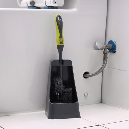 display image 3 for product Royalford Toilet Plunger with Holder- RF2372| Lightweight | Compact | Toilet Brush Perfect for Cleaning Toilet, Floor and Tile| Superior-Quality Cleaning Brush with Long Handle for Better Reach and Efficient Cleaning| Green and Grey