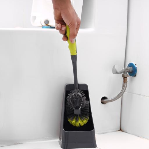 display image 1 for product Royalford Toilet Plunger with Holder- RF2372| Lightweight | Compact | Toilet Brush Perfect for Cleaning Toilet, Floor and Tile| Superior-Quality Cleaning Brush with Long Handle for Better Reach and Efficient Cleaning| Green and Grey