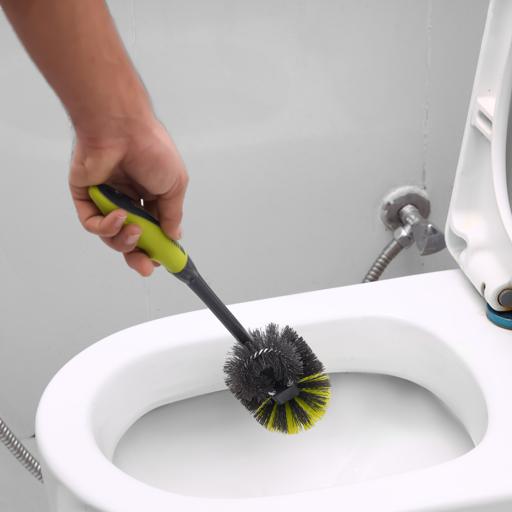display image 2 for product Royalford Toilet Plunger with Holder- RF2372| Lightweight | Compact | Toilet Brush Perfect for Cleaning Toilet, Floor and Tile| Superior-Quality Cleaning Brush with Long Handle for Better Reach and Efficient Cleaning| Green and Grey