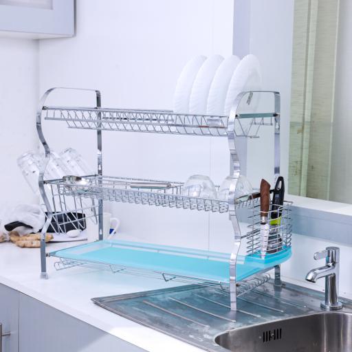 Three layer dish discount drainer