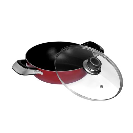 display image 9 for product Royalford Aluminium Wok Pan With Glass Lid, 22 Cm - Induction Safe Frying Pan With Durable Non-Stick