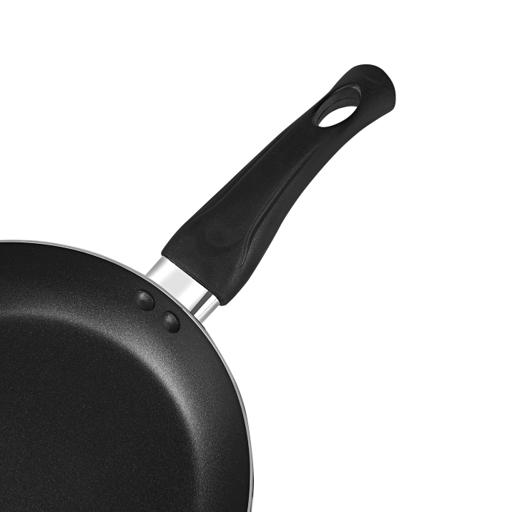 Aluminum Deep Fry Pan with Glass Lid Non Stick Insulated Handle 22cm-28cm  Black