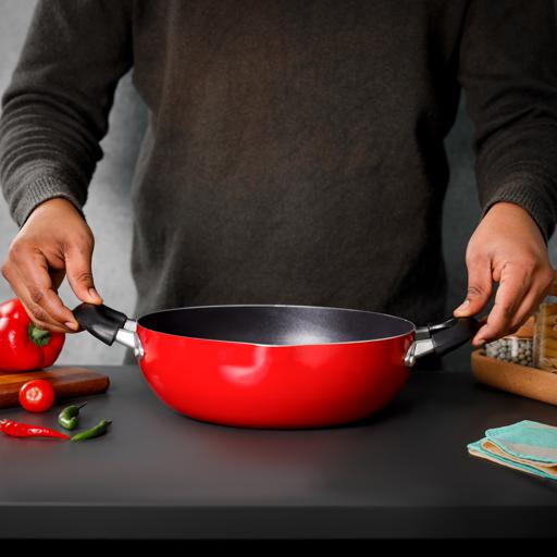 display image 3 for product Royalford RF324WP26 Kadai Wok Pan | 26 CM | Induction Safe | with Durable Non-Stick Granite Coating  | Frypan & Heat-Resistant Handles | Cookware Casserole Pan |Ideal for Frying, Sauteing, Cooking & More