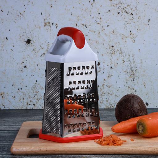 Choice 9 1/2 6-Sided Stainless Steel Box Grater with Soft Grip