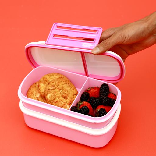 Lunch Container Good Sealing Compartment Large Capacity with Tableware 3 Layers Multiple Grid Lunch Food Box Daily Use, Adult Unisex, Pink