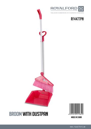 display image 9 for product Royalford RF4477PN Plastic Broom with Dustpan Set - Hand Broom with Synthetic Stiff Bristles - Broom Set Having Frayed and Angled Tips - Cleaning Tool Perfect for Home or Office Use