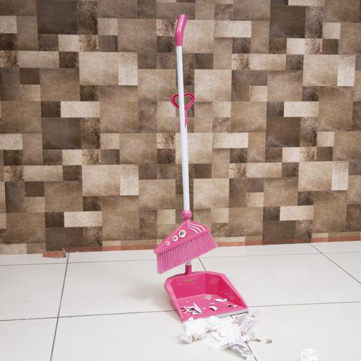 display image 3 for product Royalford RF4477PN Plastic Broom with Dustpan Set - Hand Broom with Synthetic Stiff Bristles - Broom Set Having Frayed and Angled Tips - Cleaning Tool Perfect for Home or Office Use