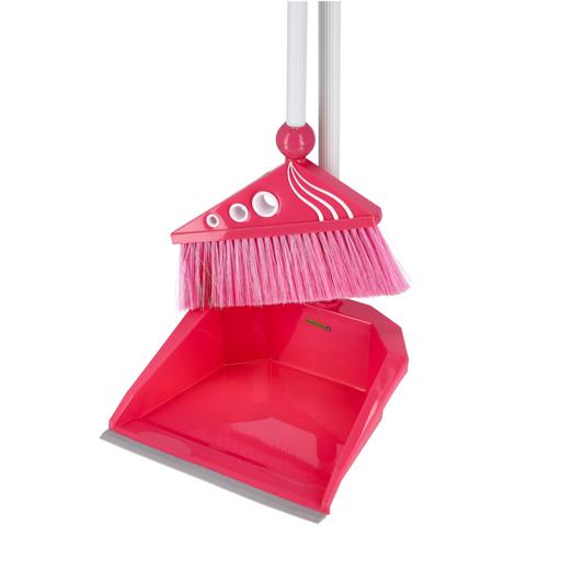 display image 8 for product Royalford RF4477PN Plastic Broom with Dustpan Set - Hand Broom with Synthetic Stiff Bristles - Broom Set Having Frayed and Angled Tips - Cleaning Tool Perfect for Home or Office Use