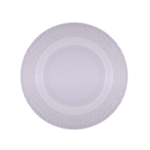 display image 1 for product Royalford 8" Melamine White Pearl Dinner - Soup Deep Plate Pasta Plate