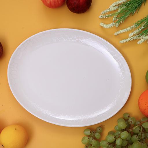 display image 3 for product Royalford Melamine White Pearl Oval Plate, 16 Inch