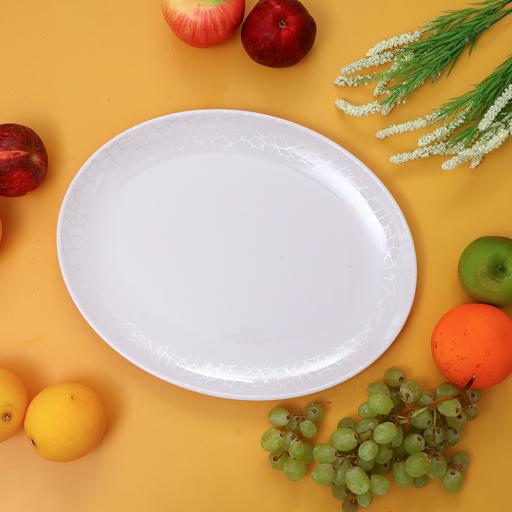 display image 2 for product Royalford Melamine White Pearl Oval Plate, 14 Inch