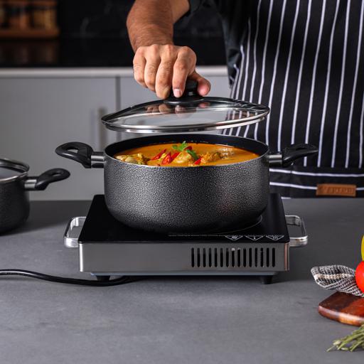 display image 7 for product 8Pcs Non-Stick Cookware Set, 2.5mm Body Thickness, RF4999 | Scratch Resistant, Tempered Glass Lids | Bakelite Knobs and CD Bottom | Suitable for Multiple Hobs