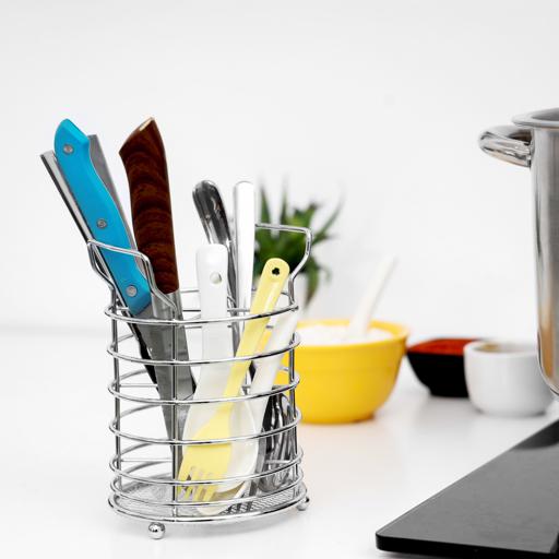 display image 2 for product Kitchen Utensil Holder, Steel Cutlery Utensil Holder, RF5009 | Comfortable Grip Legs | Ideal to Hold Utensils like Chopsticks Spoons, Knife, Fork & More