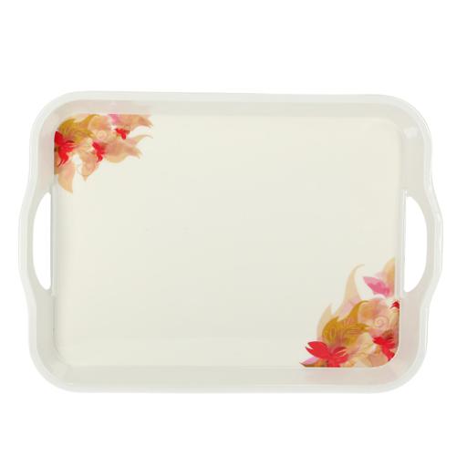 Royalford Melamine Flower Carnival Handle Tray, 17.5 Inch hero image