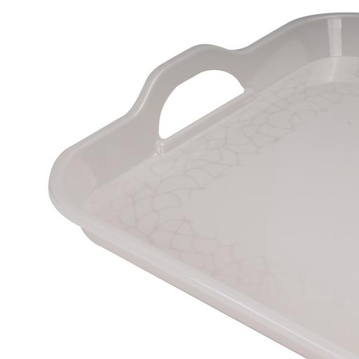 display image 6 for product Royalford Melamine White Pearl Handle Tray, 15 Inch