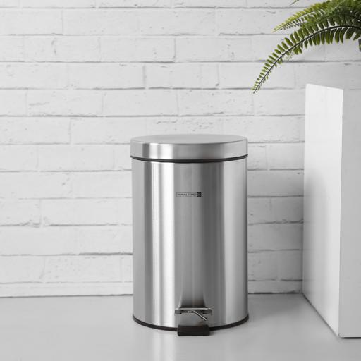 display image 1 for product Royalford RF5126 Stainless Steel Pedal Bin 7L, Kitchen Pedal Trash Bin | Stainless Steel Rubbish Bin with Soft Close Lid, Foot Pedal, Flat Lid & Strong Plastic Inner Bucket | Fingerprint Proof & Rust Resistant |Odor Free & Hygienic