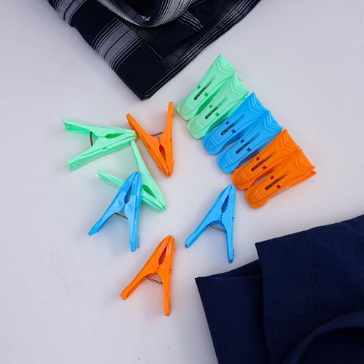 display image 2 for product Royalford Multi-Purpose 12 Pieces Cloth Clip- Hanger Clips, Slim-Line Plastic Finger Clips Clothes