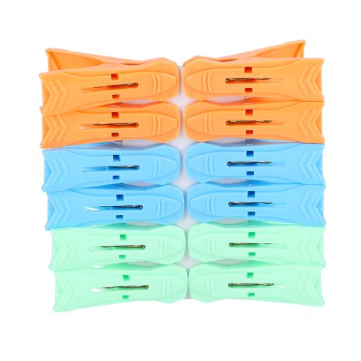 display image 0 for product Royalford Multi-Purpose 12 Pieces Cloth Clip- Hanger Clips, Slim-Line Plastic Finger Clips Clothes