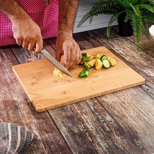 display image 3 for product Royalford Organic Bamboo Chopping Board - Large Kitchen Cutting Board (38X30X1.8) Cm - Best For Food