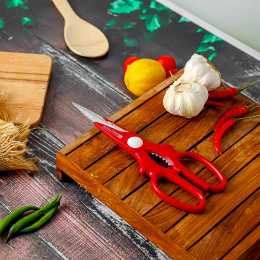 display image 1 for product Royalford RF5839 Stainless Steel Kitchen Scissors | 2-in-1Kitchen Scissor - Multi-Purpose Stainless Steel Home & Kitchen Utility Shear - All-in-One Scissor with Nut Cracker - Soft-Grip Ergonomic Handles, Simple and Stylish
