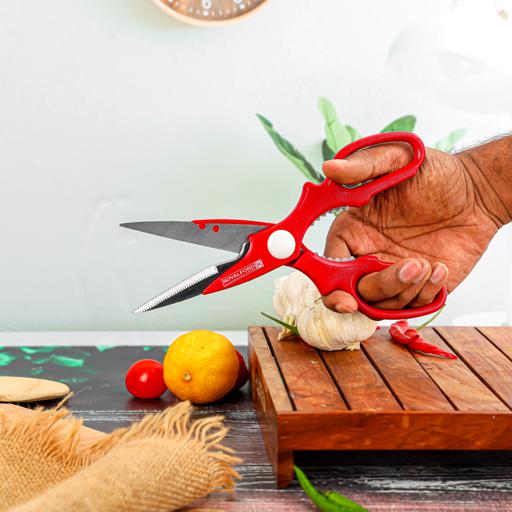 display image 2 for product Royalford RF5839 Stainless Steel Kitchen Scissors | 2-in-1Kitchen Scissor - Multi-Purpose Stainless Steel Home & Kitchen Utility Shear - All-in-One Scissor with Nut Cracker - Soft-Grip Ergonomic Handles, Simple and Stylish