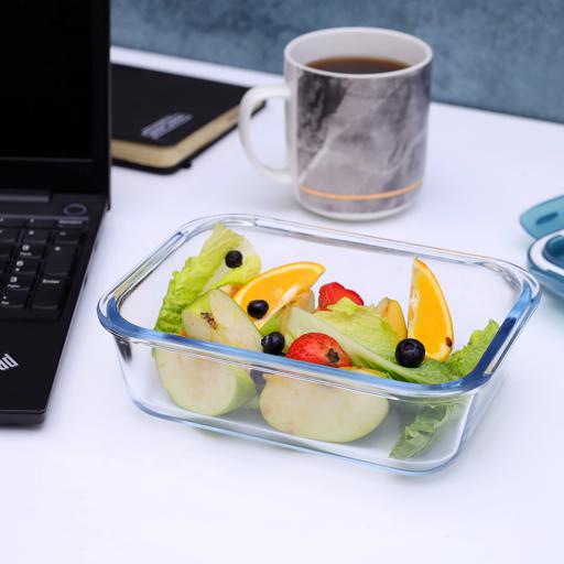 1pc Glass Bento Lunch Box with Compartments Microwavable Food