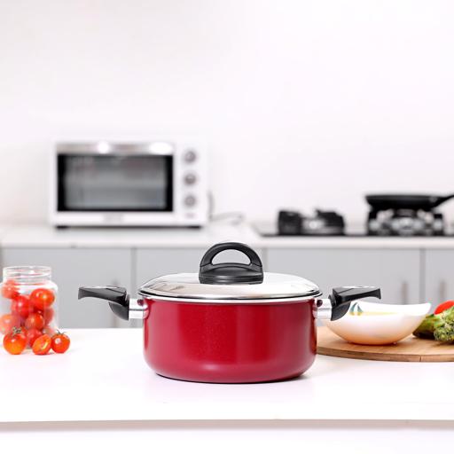 display image 2 for product Royalford Non-Stick Ceramic Casserole With Glass Lid 22 Cm- Durable Non-Stick Coating, High-Quality