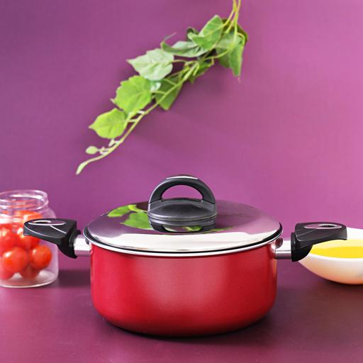 display image 3 for product Royalford Non-Stick Ceramic Casserole With Glass Lid 22 Cm- Durable Non-Stick Coating, High-Quality