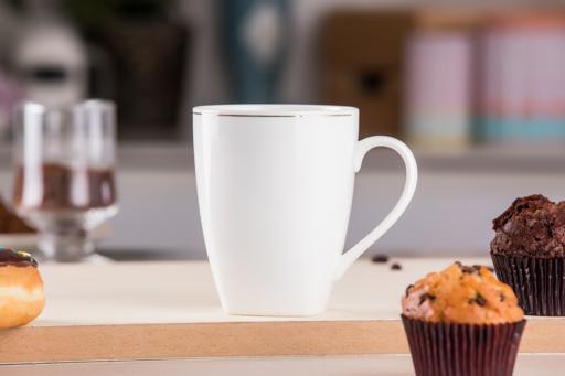 display image 1 for product Royalford 14Oz Bone Wave Square Coffee Mug - Large Coffee & Tea Mug, Traditional Extra Large Tea Mug