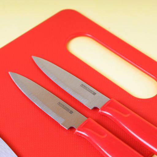 display image 1 for product Royalford Kitchen Knife Set 4 Pc - Includes 2 Knife Set With Cutting Board And A Scissor - All-In-One