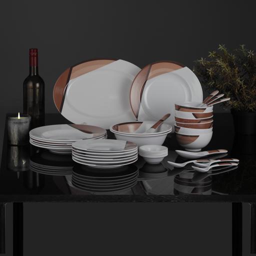 display image 1 for product Royalford Melamine Ware Dinner Set, 35 Pcs