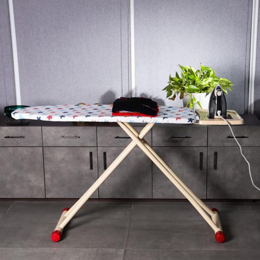 display image 1 for product Royalford RF7138 Mesh Ironing Board | 41x116 Cm | Portable | Steam Iron Rest | Heat Resistant Cover | Contemporary Lightweight Board with Adjustable Height & Rubber Feet Cover