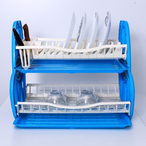 display image 3 for product Royalford 2 Tiered Kitchen Dish Drainer Drying Rack - Multi-Purpose Draining Board With Drip Tray