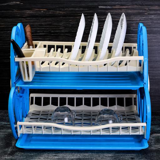 display image 4 for product Royalford 2 Tiered Kitchen Dish Drainer Drying Rack - Multi-Purpose Draining Board With Drip Tray