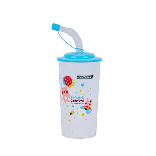 Royalford 450Ml Straw Cup - Portable Drinking Tube Straw Resistant Clear Juice Cup hero image