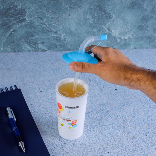 display image 3 for product Royalford 450Ml Straw Cup - Portable Drinking Tube Straw Resistant Clear Juice Cup