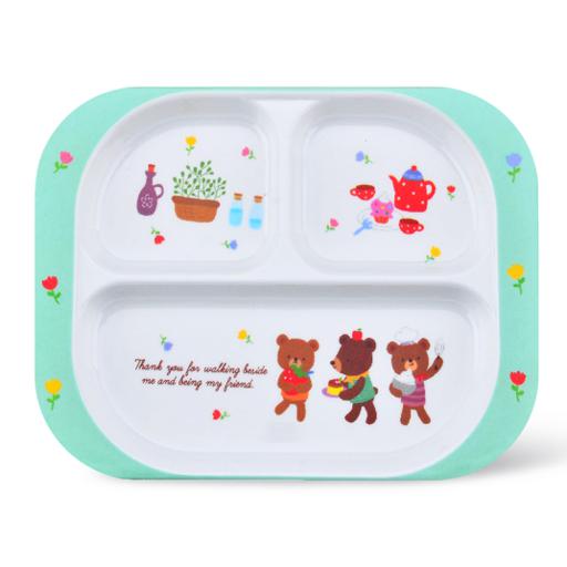 Royalford Melamine Ware 3-Section Rectangular Baby Plate, 25.6X18.8X2 Cm hero image